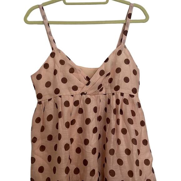 Pink Mauve Polka Dot Tiered Mini Dress Sz M - Picture 2 of 8